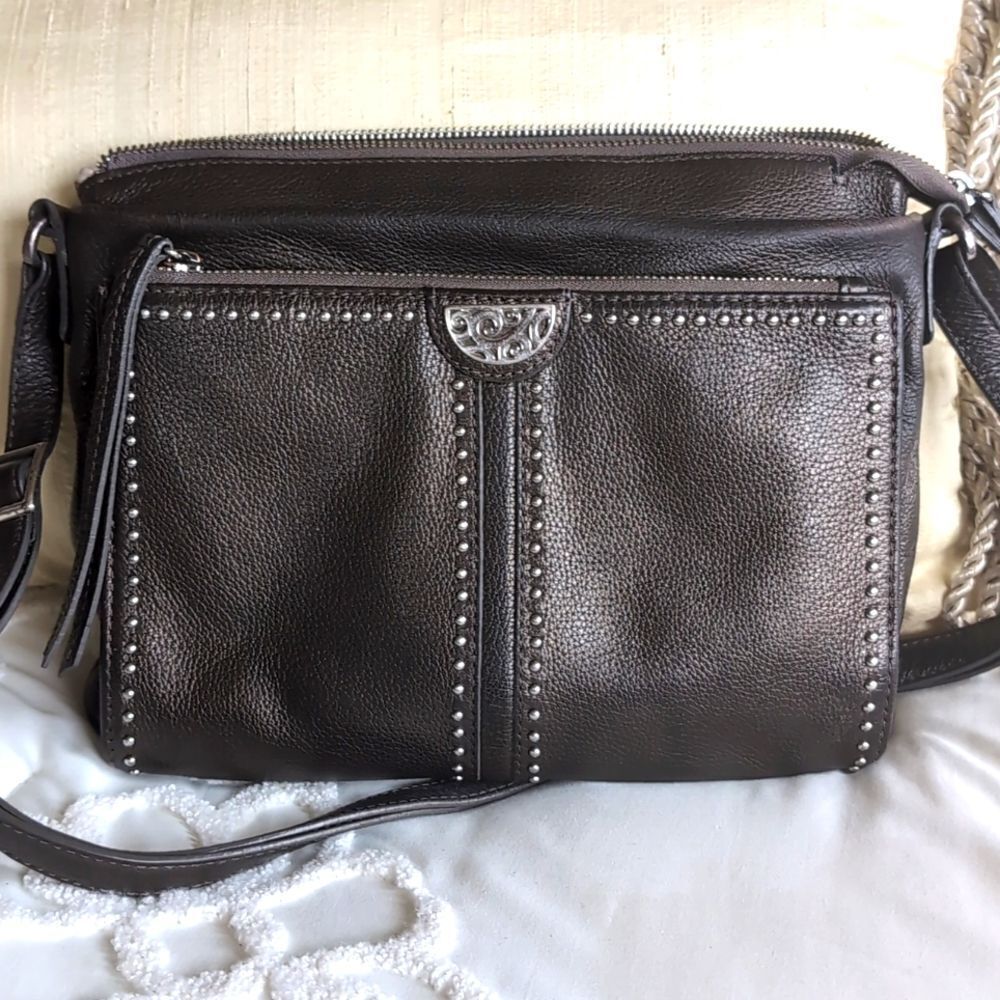 Brighton Jagger Crossbody City Organizer Bronze Leather